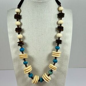 Vintage Coconut Shell Bone Wood acrylic Blue Beads